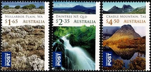 Australia's Wilderness Series 2012. Juego de 3 estampillas postales internacionales. MUH - Imagen 1 de 1