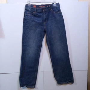 Lands' End Jeans Boys 12H Iron Knee 100% Cotton Straight Leg Dark Wash - Picture 1 of 11