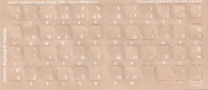 Danish Keyboard Stickers w Reverse Print White Letters - Picture 1 of 1