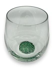 Artisan Blown Glass GREEN FRIT 4 Stemless Wine Glass /Roly Poly High Quality - Picture 1 of 11