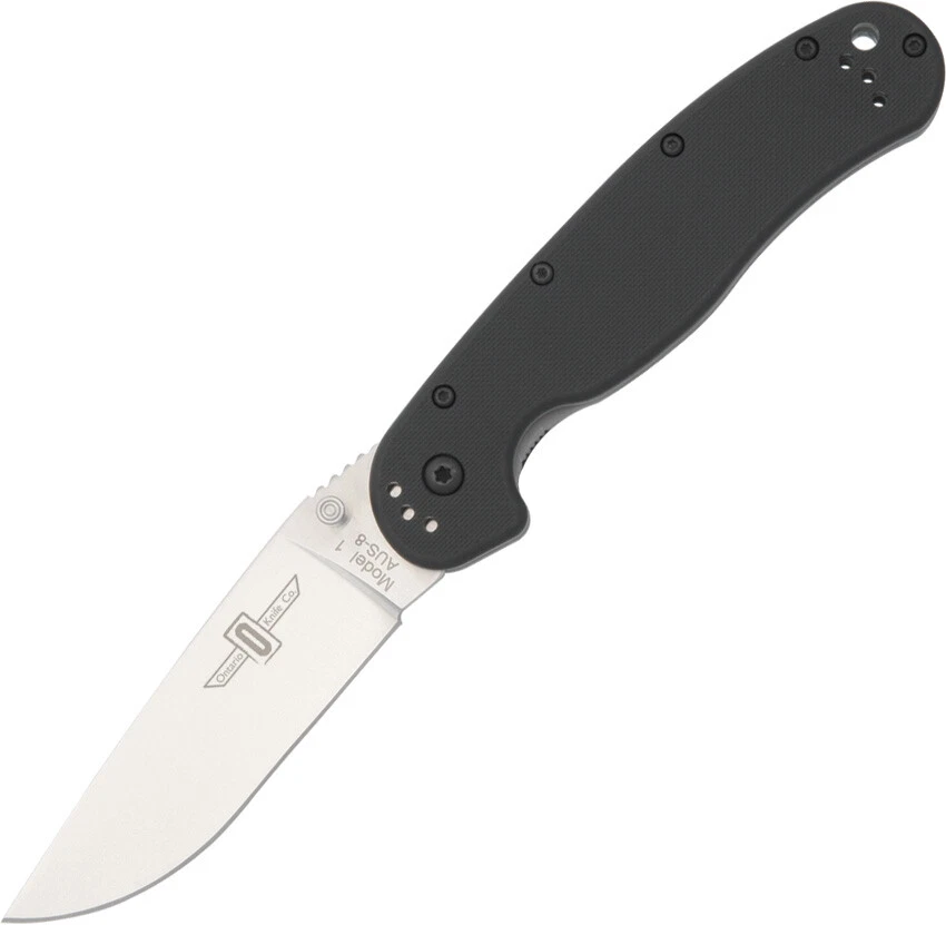 Ontario RAT-1 Linerlock Black Handle AUS-8 Stainless Satin Folding Knife 8848 - Image 1 of 1