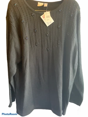 Hasting & Smith Plus Size 3X Black with Bead Bling Lambswool Blend Pullover NEW! - Image 1 of 4