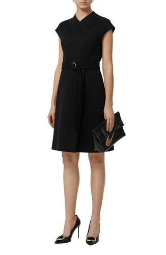 NUOVO abito in maglia incollata dettaglio anello Burberry nero taglia 12 $1490 #DD32