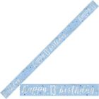 Happy 13th Birthday Reusable Bling Banner In Blue & Silver - 3 Pattern Repeats