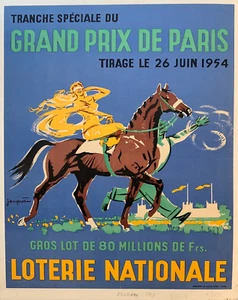 Vintage Grand Prix de Paris 1954 Horse Racing Poster - 12X16/16X20/18X24/24X36 - Picture 1 of 10