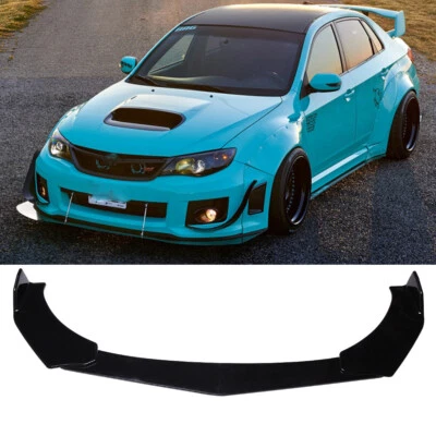 For 2015-2020 Subaru WRX STi Glossy Black Front Bumper Body Lip Spoiler 3Pcs - Image 1 of 4