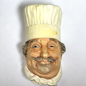 Placa de cabeza de personaje 3D con tiza 1969 colgante de pared Chef Bossons England - Imagen 1 de 11