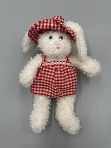 Vtg CHOSUN Just Friends Bunny Rabbit In Checkered Red White Plaid Dress Hat 8" - Picture 1 of 8