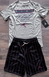 NWT Nike Jordan Boys YMD Black/Gray/Red FLIGHT Shorts Set Medium - Picture 1 of 3