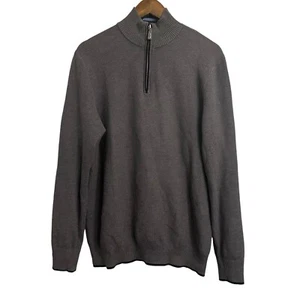 TailorByrd 1/4 Zip Pullover Sweater Herren Large grau Baumwollmischung Golf Preppy - Bild 1 von 9