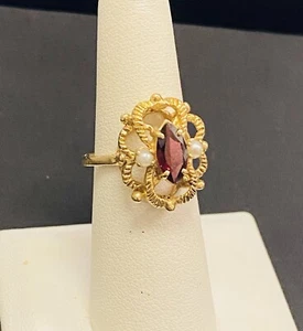 Granat 14k GOLD Vintage Antik Damen Ring**** Größe 7 - Bild 1 von 3