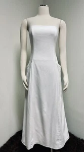 Shoshanna Winter White Strapless Midi A Line Dress with Inner Corset, Pockets 8 - Picture 1 of 10