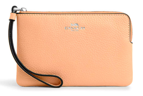? Polsino Coach con zip angolare CP483 Blush sbiadito (pesca) pelle di ciottoli Nuovo con etichette ?