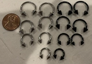 Horseshoe Ring Spike Ends Hoop Circular Lip Nose Ear Piercing LOT - Picture 1 of 4