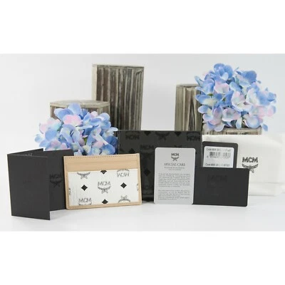 MCM Monogram Spot Viseto White Natural Leather Card Case Holder NWT - Image 1 of 4