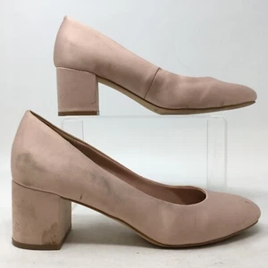 Aldo Pump Womens 6.5 Chunky Block Heels Slip On Dress Pink Fabric Closed Toe - Picture 1 of 12