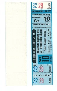 10.10 1975 WHA Coliseum Hockey Minnesota Saints @B Edmonton Oilers Unused Ticket - Bild 1 von 1