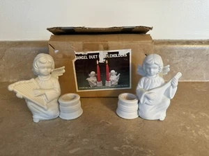 Vintage Angel Duet Taper Candleholders, Seasonal Christmas Holiday Decor - Picture 1 of 12