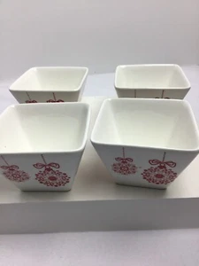Lotto di 4 ciotole Ciroa Simple Serve quadrate antipasto dessert snack ornamenti rossi - Foto 1 di 6