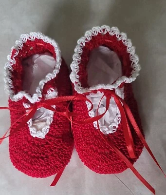 Hilo de Algodón Crochet Mary Jane Bebé Cuna Zapatos Botines 0-3 Meses Elige Color Foto 1 de 4