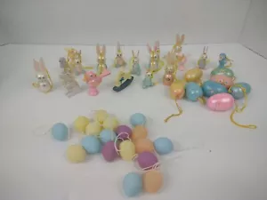 Wooden Easter Tree Miniature ornaments Bunny Rabbit Bird Lot Set Mixed 44pcs - Picture 1 of 12