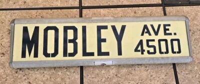 Letrero de calle Tomcat vintage (Riverside, CA?) MOBLEY AVE. 4500 BLOQUE AÑOS 50-70 LG Foto 1 de 4