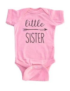 little SISTER - bohemian boho design match big SISTER or big BROTHER baby suit - Picture 1 of 1