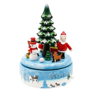 Spieldose Weihnachtszeit mit Santa | Weihnachtsmann Schneemann Kind Holz farbig - Bild 1 von 5