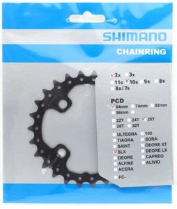 Shimano SLX FC-M675 MTB Chainring 26T-AK fits 38-26T Crank Bcd 64mm, 2x10 Spd - Picture 1 of 1