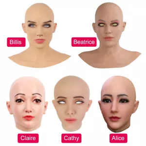 Silicone Female Mask Headwear Realistic Face Masks for Crossdresser Drag Queen - Picture 1 of 17
