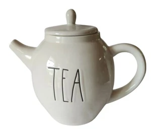 Rae Dunn Artisan Collection By Magenta White Ceramic Tea Pot With Lid Black "Tea - Picture 1 of 7