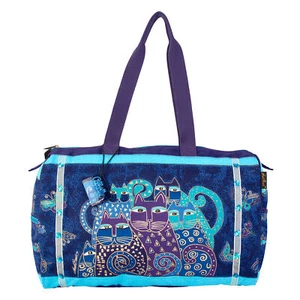 Laurel Burch Travel Bag 21" X 9" X 14"-Indigo Cats - Picture 1 of 1