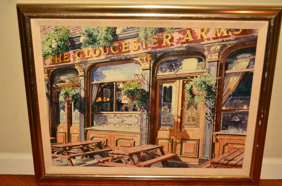 ELYSE COHEN Original Vintage Gloucester Arms Pub Cityscape Artist Proof Giclee - Image 1 of 4
