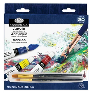 Artist Acrylic Paint Set With Brushes 18 x 12ml Assorted Colour Tubes Art Craft - Picture 1 of 2