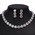 Sterling Silver simulated Moisonite White Gold Women's Necklace & Earrings Set
