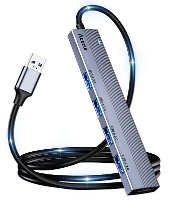 Aceele 5 Porte Hub USB 3.0 con Cavo Lungo 120cm, Sdoppiatore USB da 5 Gbps con P - Immagine 1 di 4