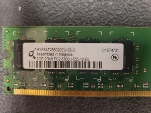 QIMONDA - HYS64T256020EU-3S-C-2GB DDR2 Non ECC PC2-5300 667Mhz Memory - Picture 1 of 4