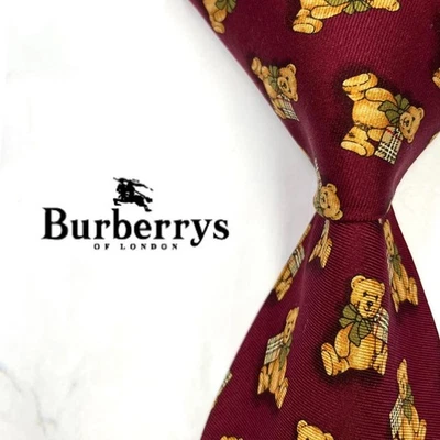 Burberry Red Bear Pattern Tie Fashionable Used - Image 1 of 4