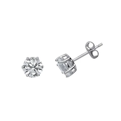 Jewelco London Signore Argento sterling bianca Zirconio cubico perno orecchini - Immagine 1 di 3