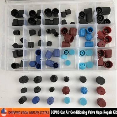 Juego de tapones antipolvo núcleo válvula sistema aire acondicionado coche automático R134a 90 piezas sello aire acondicionado... Foto 1 de 4