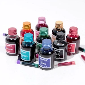 30ml Fount ain Pen/Ink in Plastic Bottle Choice of 10 Colours Rich Bright Colour - Picture 1 of 21