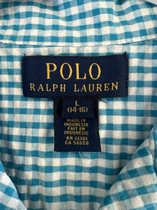 Youth Polo Ralph Lauren Dress Shirt - Blue & White Checkered Short Sleeve - Picture 1 of 7