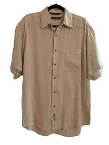 Nautica Mens Size Medium M Silk Blend Shirt Short Sleeve Button Up Pocket - Picture 1 of 4