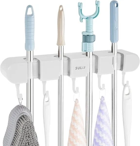 1 Stück 4 Gestelle und 5 Haken Besen Wischhalter mit Haken Wandmontage - Bild 1 von 5