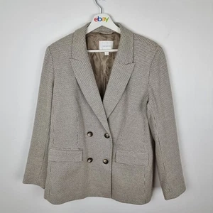 Trenery Blazer Jacket Size L Wool Blend Houndstooth - Picture 1 of 7