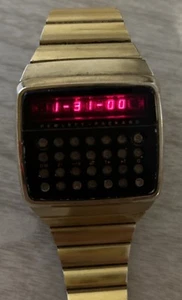 Hewlett-Packard Men’s LED 1977 Digital Gold Filled Calculator Watch - Picture 1 of 13