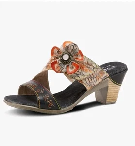 L'Artiste Classical Black Multi Heeled Sandals Loop Closure Sz 41 LARTISTE - Picture 1 of 17