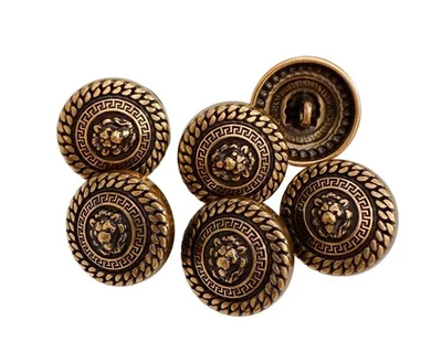 6PC Antiqued Gold Lion Head Metal Buttons Sew on Shank Buttons 20mm - Image 1 of 3