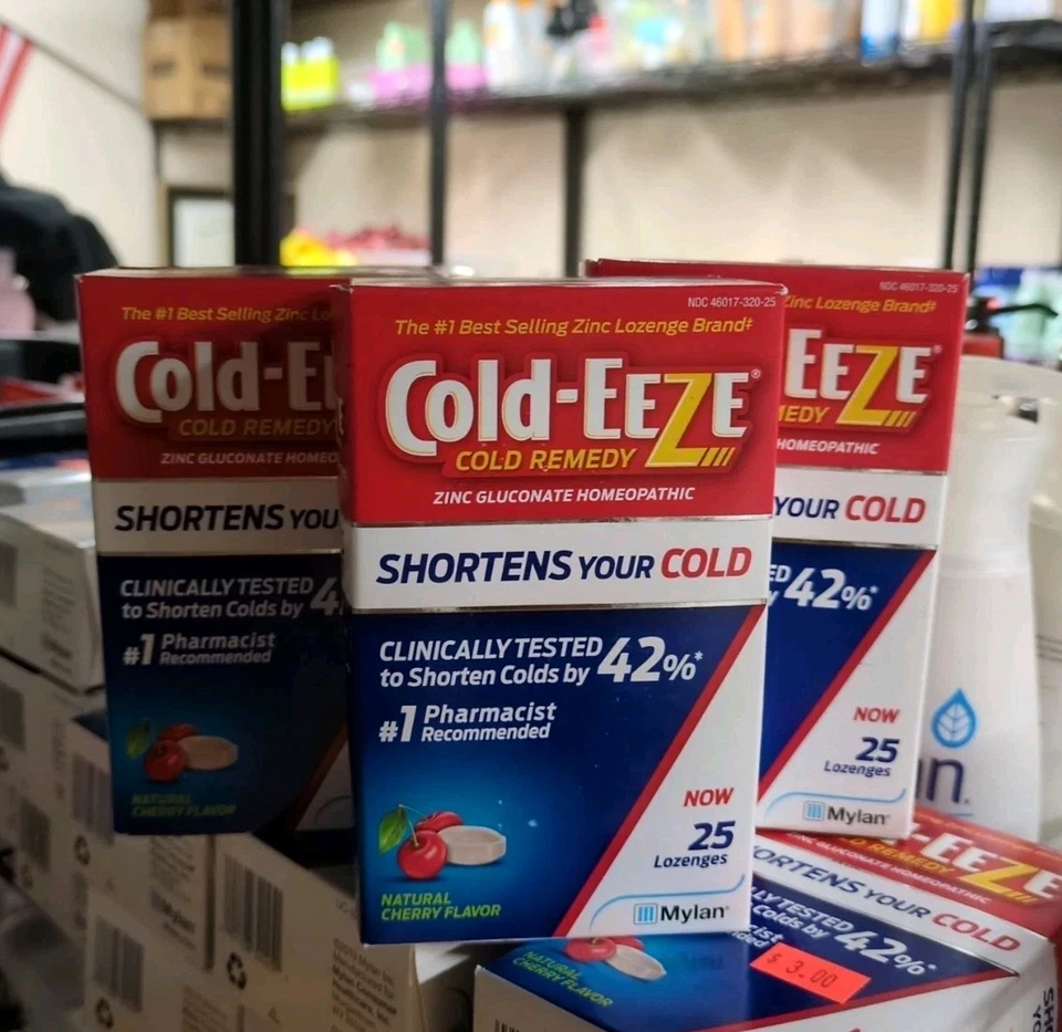 3 - Pastillas de cereza silvestre sin azúcar Cold-Eeze con remedio para el frío de zinc 25 Ea Foto 1 de 1