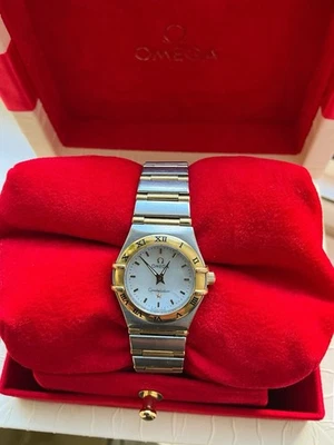 Omega Constellation 23mm 18k Gold, Stainless Steel Mother Of Pearl Dial With Box - Image 1 of 4